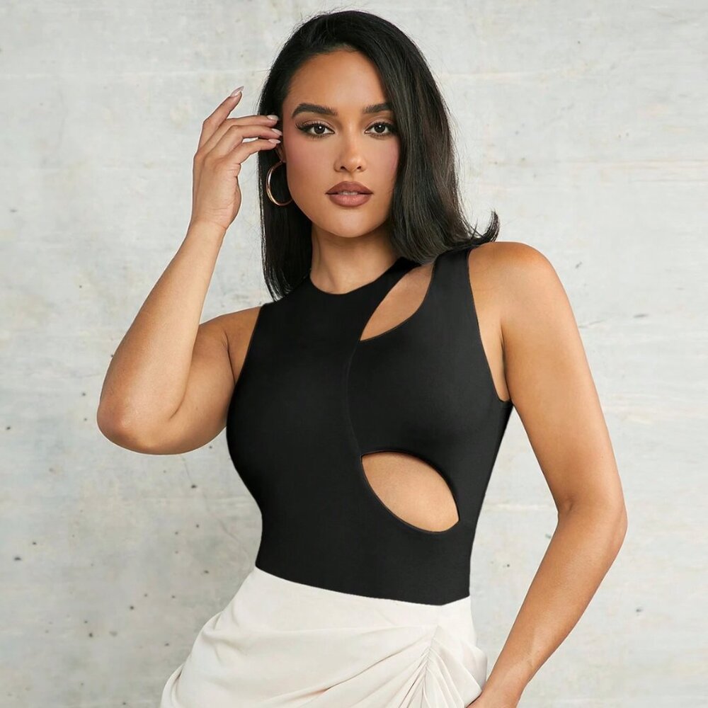 NWOT Sleeveless Tank Top Tight Stretch Sexy Hollow/Cutout One-Piece Bodysuit